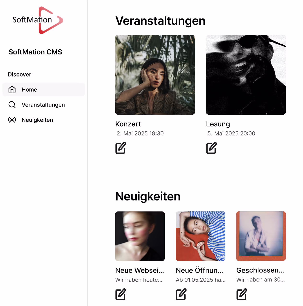 CMS-Oberfläche - intuitiv und einfach bedienbar CMS-Oberfläche - intuitiv und einfach bedienbar